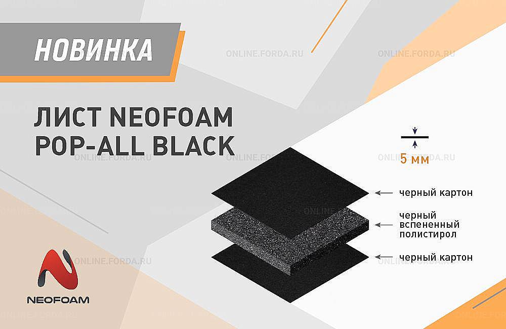 Лист NeoFoam Pop-All Black толщиной 5 мм.